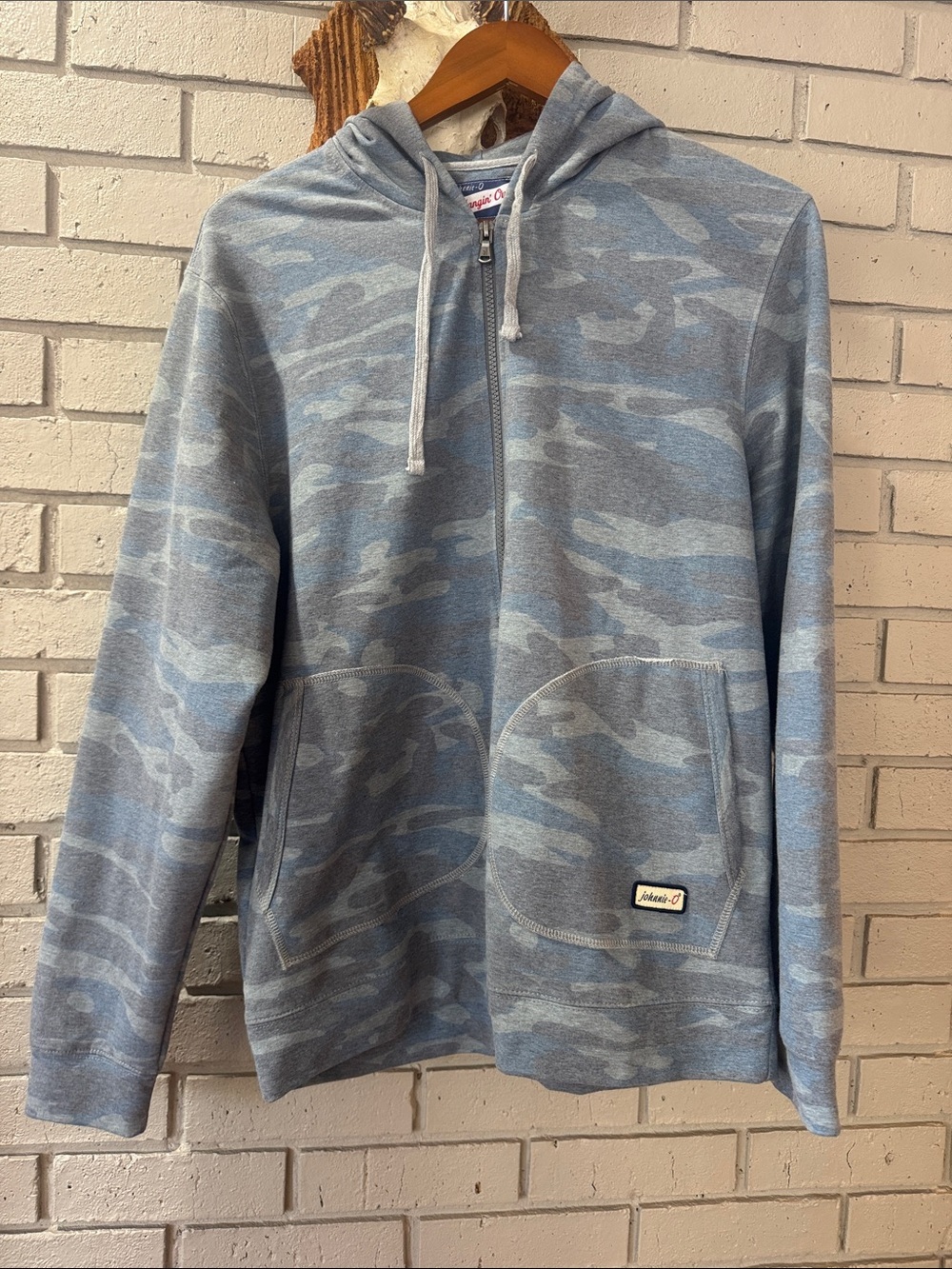 johnnie-O Blue Camo Full zip Hoodie Sweatshirt